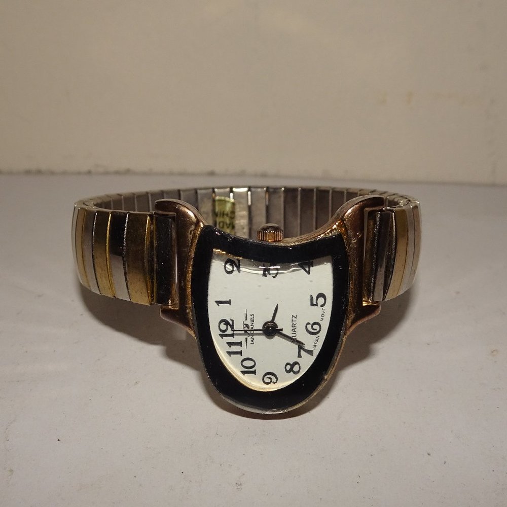 Vtg. Ian Daniels Two Tone Stretch Band Wrist Watch